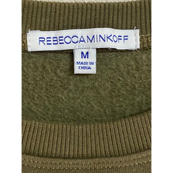 Rebecca Minkoff "I Feel Love" Sweatshirt Olive Green Cropped Women's Size M - Picture 6 of 12